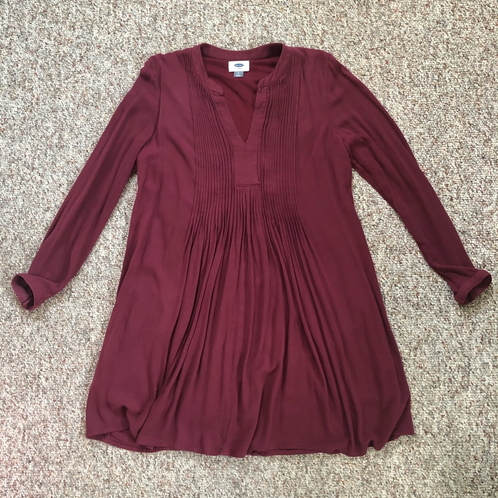 Pleated Berry Dress